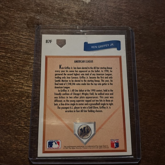 Ken Griffey Jr 1991 Upper Deck Final Edition #87F GEM MINT - Picture 2 of 2
